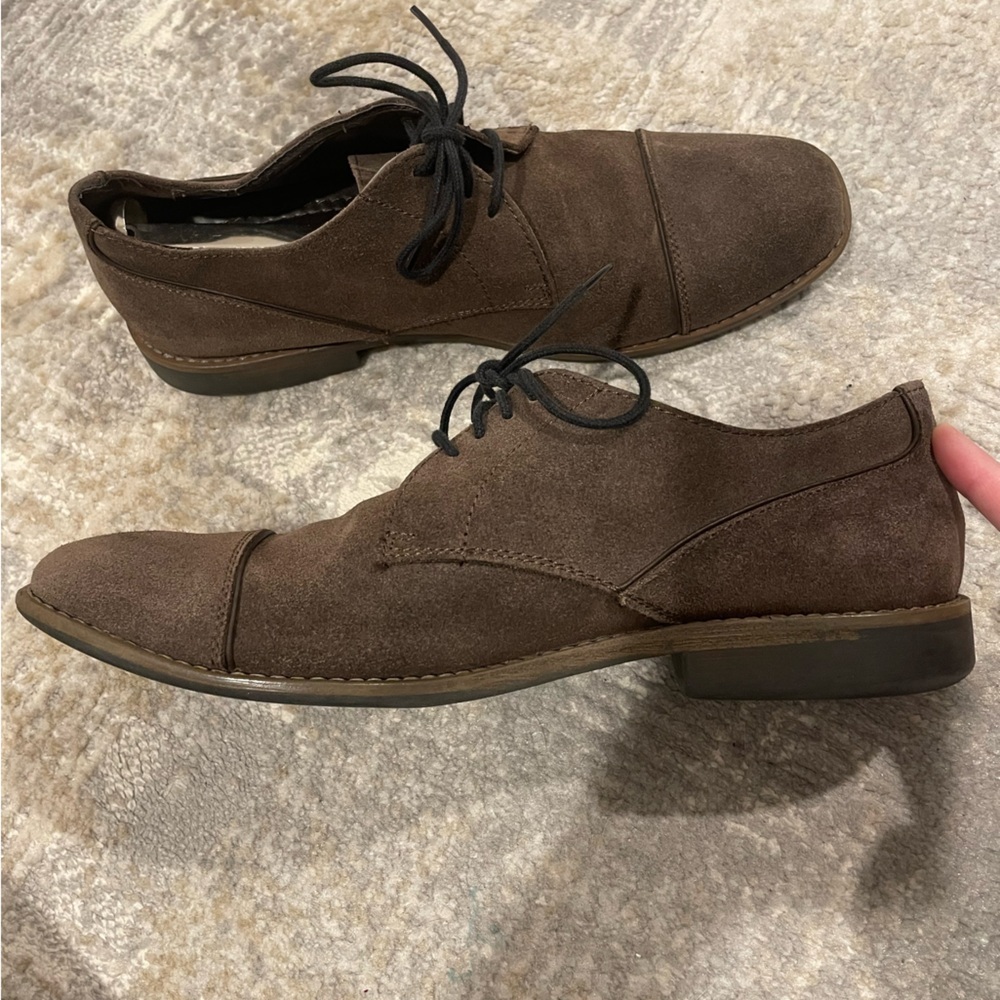 Marc Anthony Maivan Smoke Suede Upper Dress Shoes with Laces Brown Size 10 Med - Picture 7 of 9